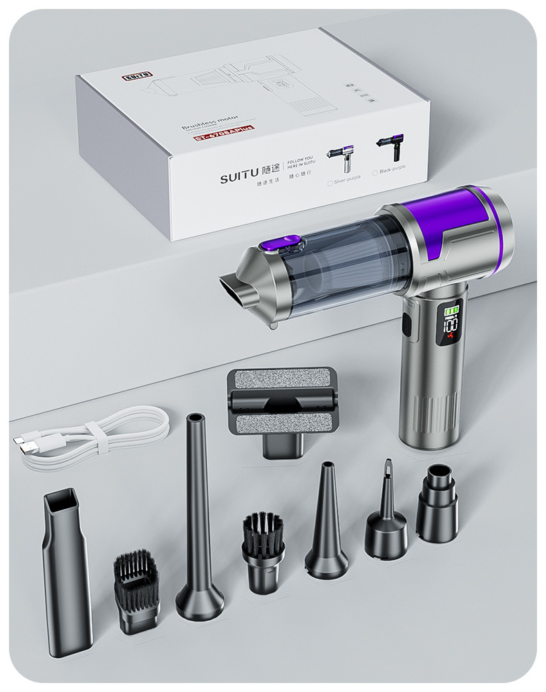 Wireless Car Vacuum Cleaner with Lcd Display, Convenient Handheld Vacuum Cleaner for Car and Home Use, Suction and Blowing All-In-One Vacuum Cleaner