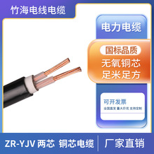 竹海yjv銅芯電纜2芯0.6/1kv低壓電力電纜絕緣阻燃項目工程用電纜