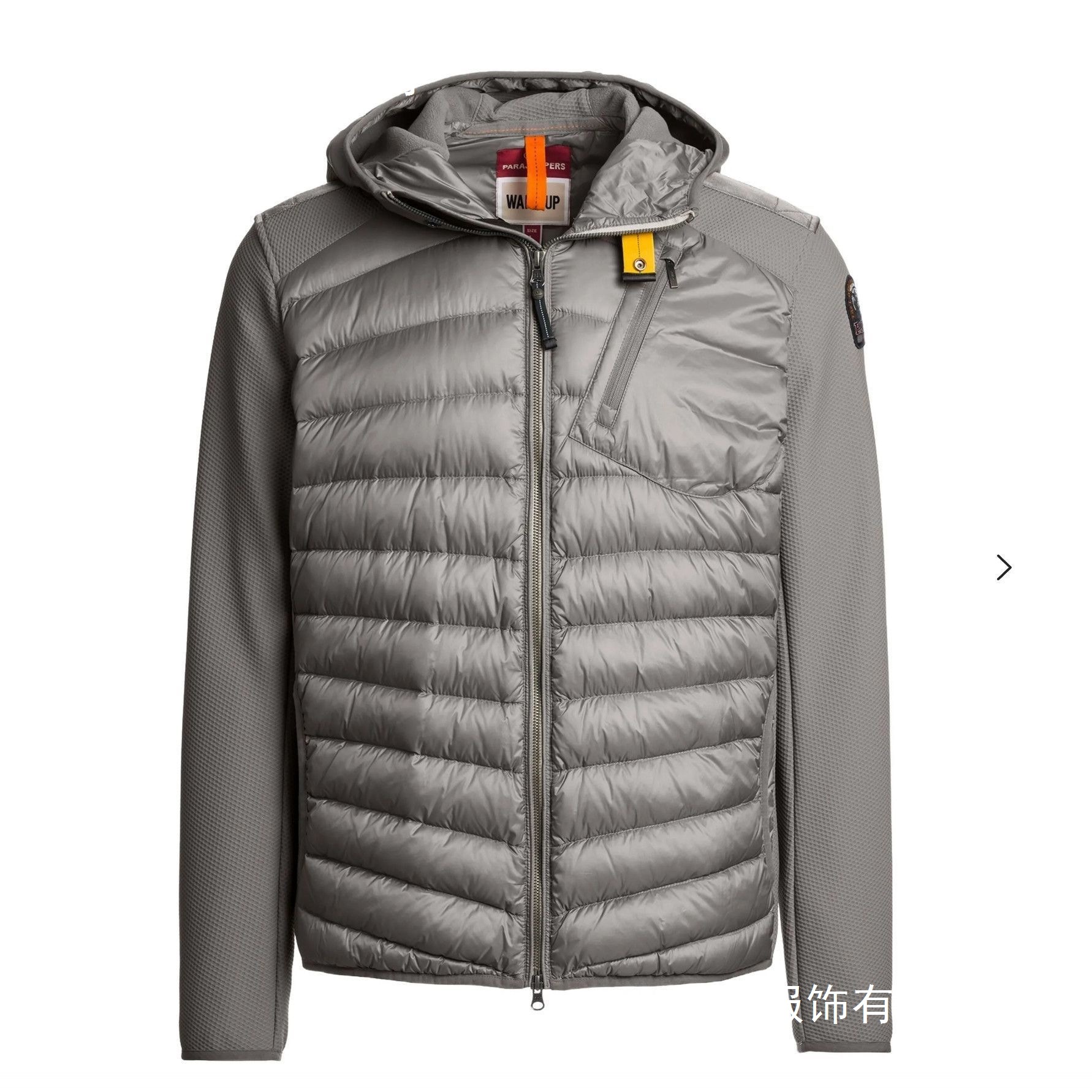 PJS欧美男士连帽拼接鸭绒羽绒服薄款绗缝针织夹克多巴胺轻便外套