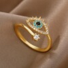 The new trend explosion exaggerated personality hip -hop wind slightly inlaid blue -eyed index finger index finger female ring demon eyes cold ring