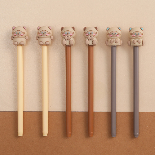 Chinese Sail Stationery Silicone Sesame Cat Neutral Pen Korean Version Cute Pet Cat Writing Pen Student Signature Pen Prize