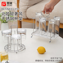 不锈钢水杯架倒挂玻璃杯架酒店用欧式简约杯架倒挂架吊杯架工厂