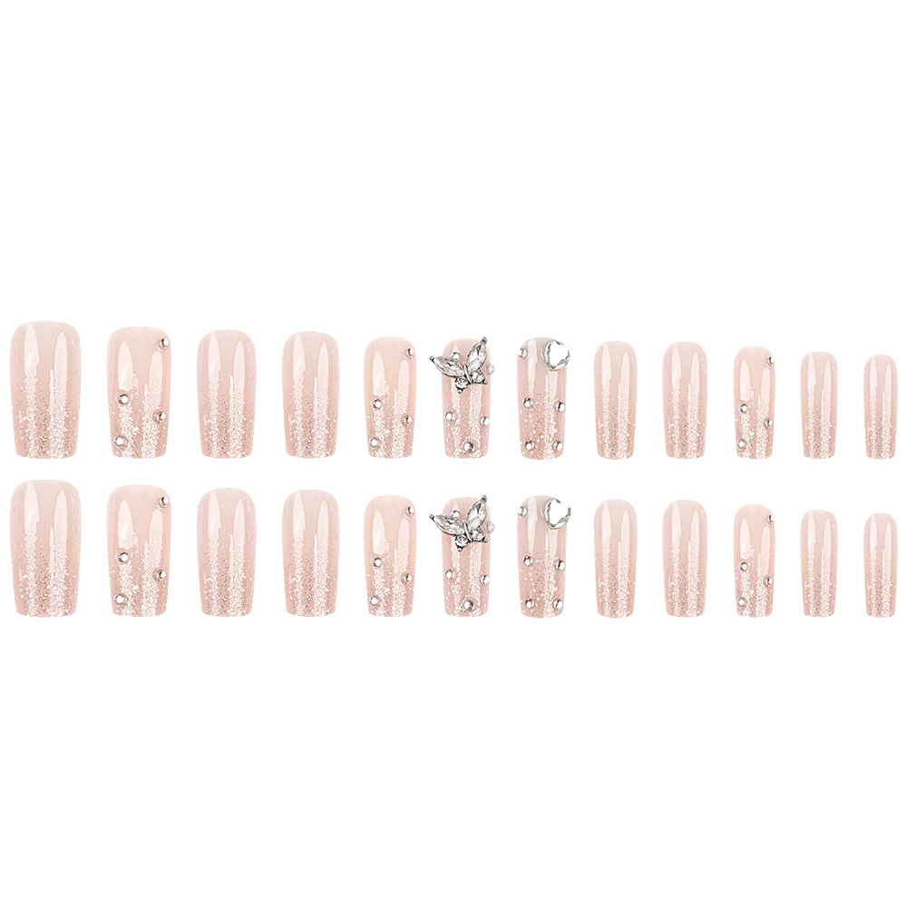 Europa y los Estados Unidos explotaron amor diamante de manicuras, flash dulce y cool usar uñas simples mariposa manicuras falsas productos al por mayor