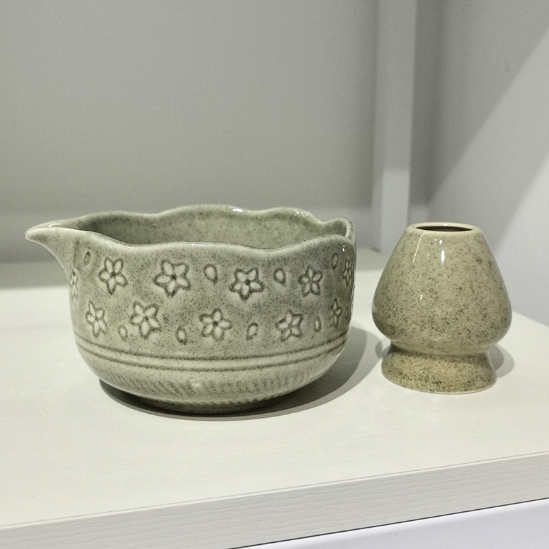 口付き抹茶ボウル、陶器製日本抹茶ボウル、抹茶ツール、茶筅、宋代茶セット、大腹ボウル|undefined