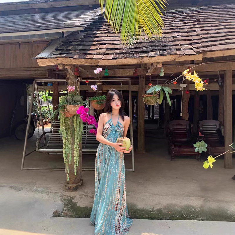 Bohemian Vacation Dress for Women, New Summer Style, French-Style Travel Photography Beach Dress, Elegant Long Dress
