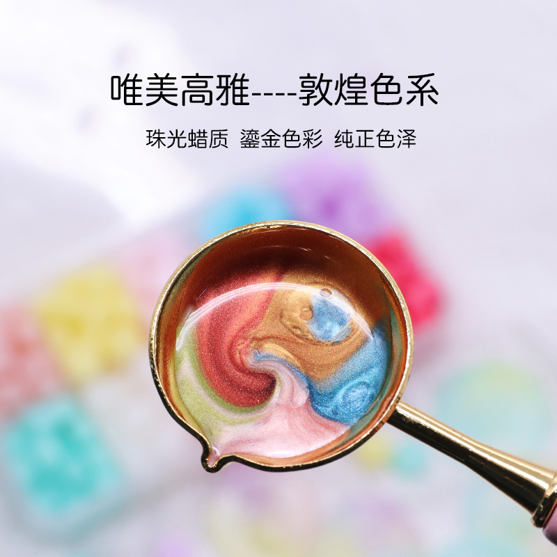 Fuego pintura cera grano traje de color mezclado 24 caja de cuadros de color ocho lados fuego pintura sellado cera fuego pintura sello cera grano fábrica al por mayor