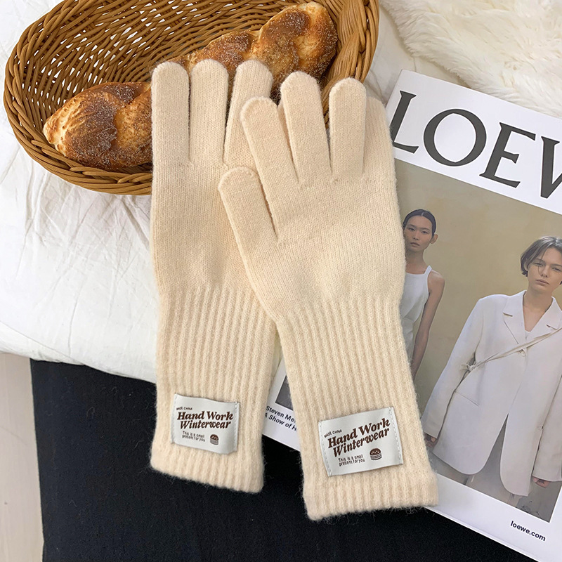 Guantes de ciclismo 2025, otoño y invierno nuevos guantes de punto de lana gruesa alargada guantes de dedo caliente al por mayor