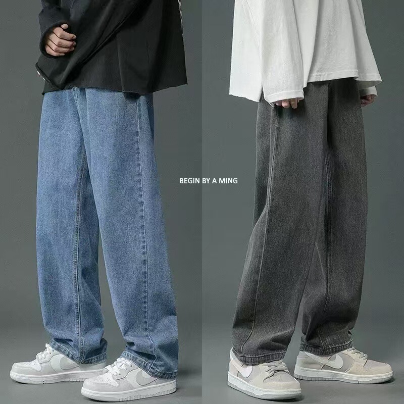 Popular jeans in Southeast Asia and Thailand for men, summer elastic waist, simple solid color, straight loose wide-leg casual pants Popular jeans in Southeast Asia and Thailand for men, summer elastic waist, simple solid color, straight loose wide-leg casual pants