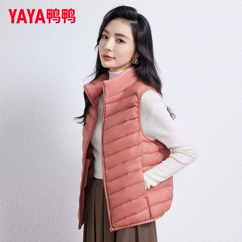 Duck down Vest for Women, Lightweight Short Style with Stand Collar, 2025 Autumn New Popular Portable Korean Fashion Jacket