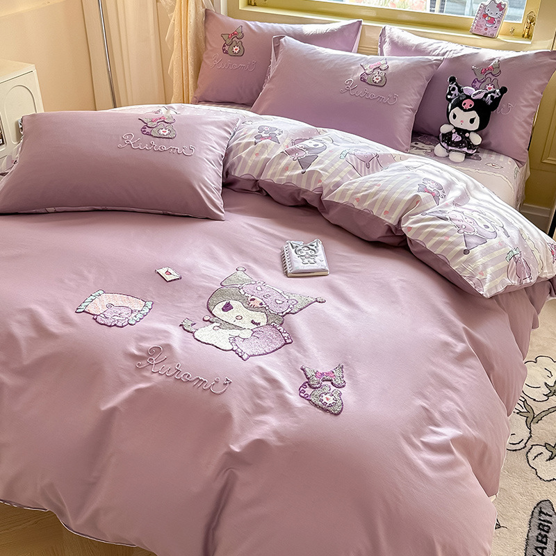 자수 스타일-좋은 밤 쿨로 미-라이트 퍼플 100% 신장 면직물 귀여운 울