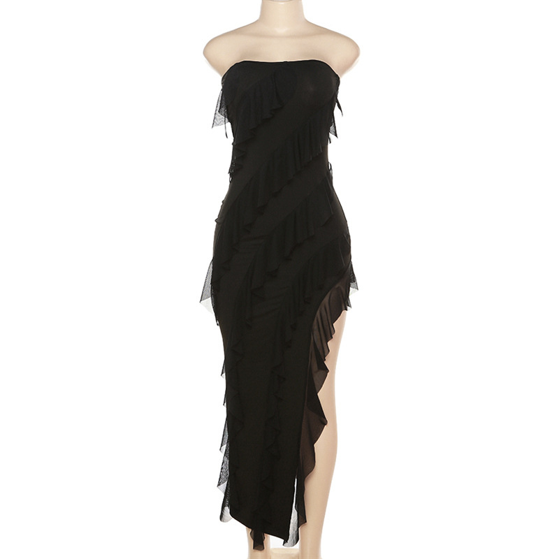 Women's Sheath Dress Elegant Strapless Tassel Sleeveless Solid Color Maxi Long Dress Daily display picture 37
