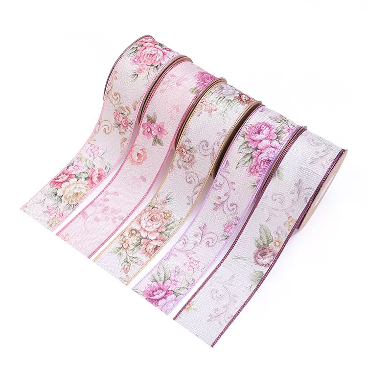跨境 40mm*5米/卷春天超声波丝带织带 礼品包装鲜花包装DIY制作