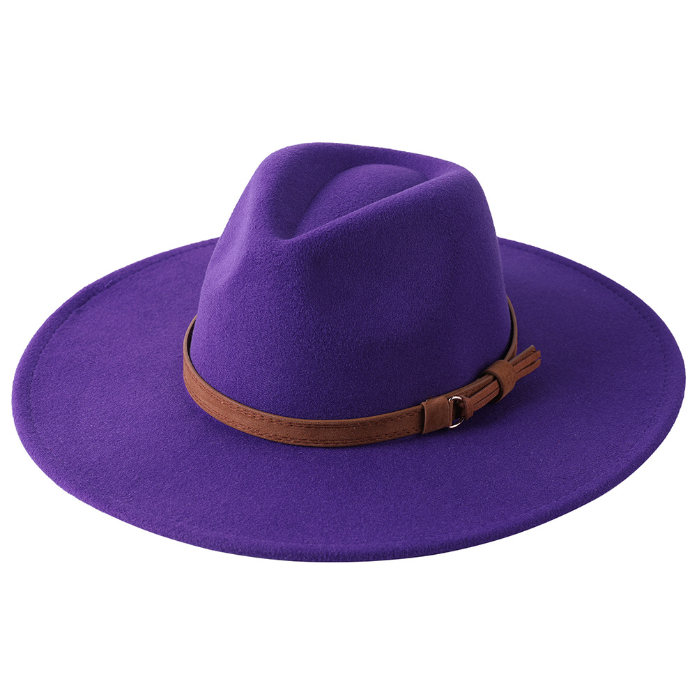 Sombrero de fieltro de ala ancha europeo-americano, sombrero de copa de lana con ala de 9 cm, sombrero de jazz unisex de otoño/invierno.