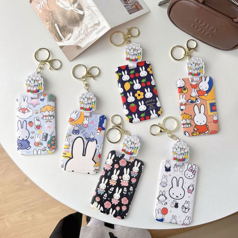 Miffy Rabbit Card Holder Student Campus Meal Card Plastic Badge Retractable Buckle Access Card Bus Metro Ic Protective Cover