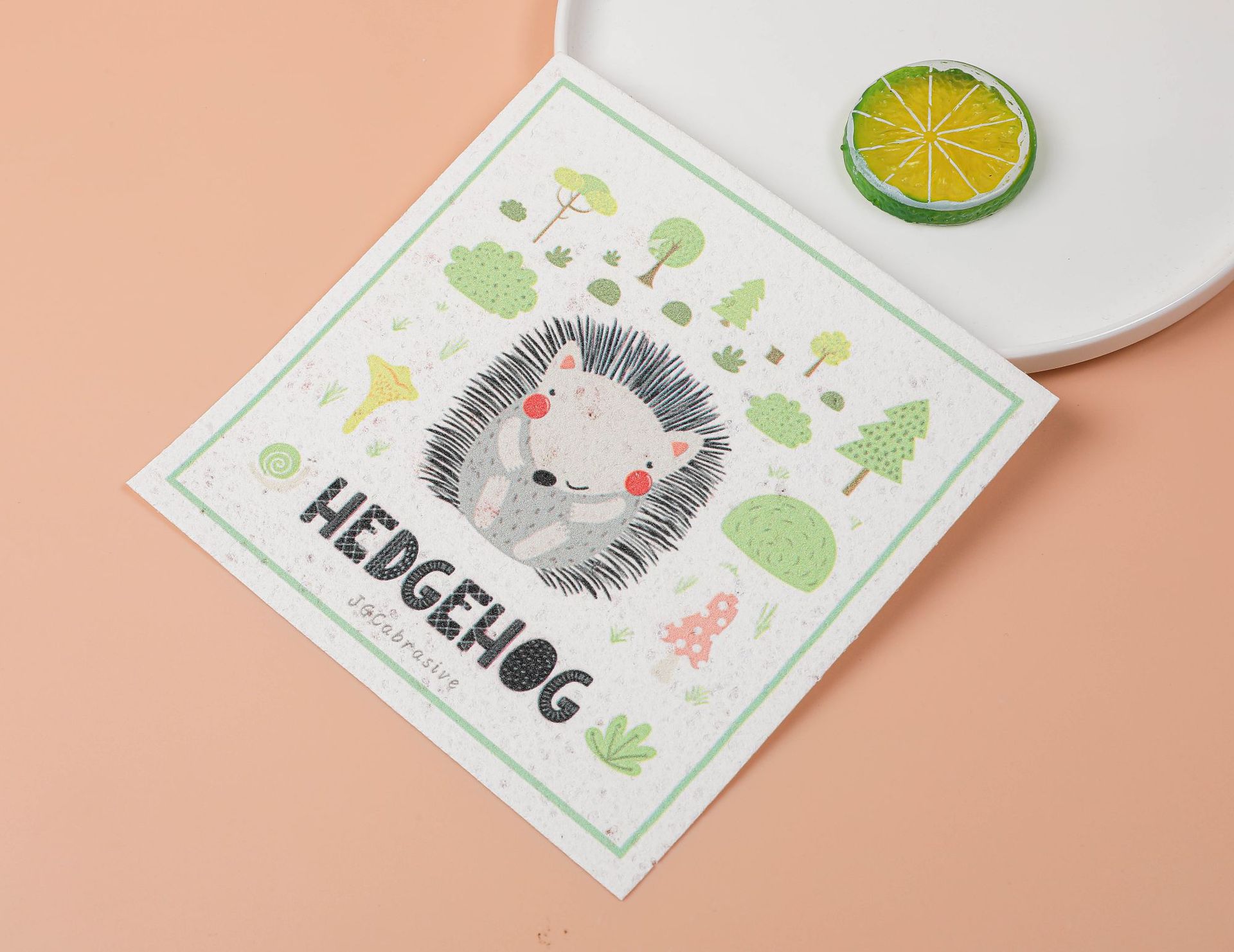 Pulpa de madera algodón trapo cocina absorbente dibujos animados descontaminación esponja paño estropajo fibra de madera paño plato toalla al por mayor