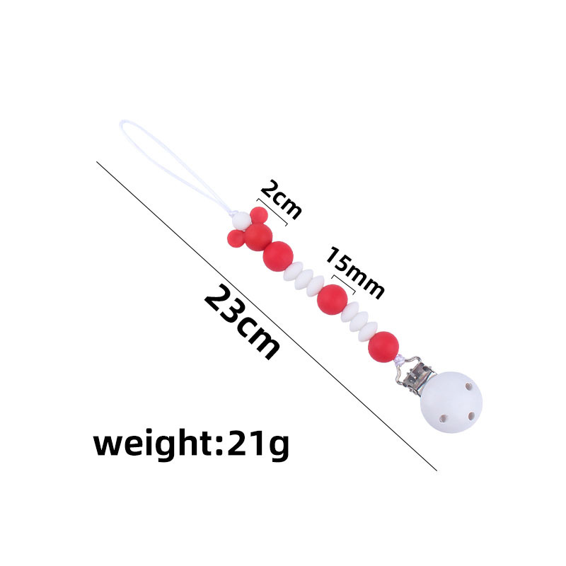 Suministros para bebés calmante clip de chupete de madera Baby Mickey cuentas de silicona Cadena de chupete cadena anti-caída Amazon nuevo