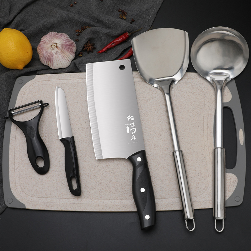 슬라이스 칼 + 중간 밀 보드 + 과일 칼 + 멜론 대패 + 주걱 + 수프 스푼 - 60° 이상 - 18cm - 120mm