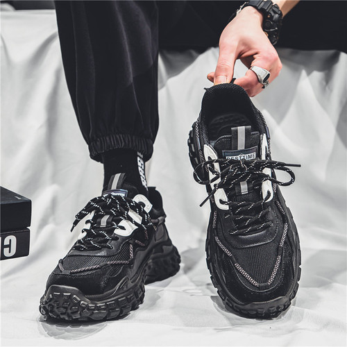 Men's Winter Breathable Mesh Casual Sports Running Thick Sole Tire Dad's Shoes Trendy Comfortable Versatile