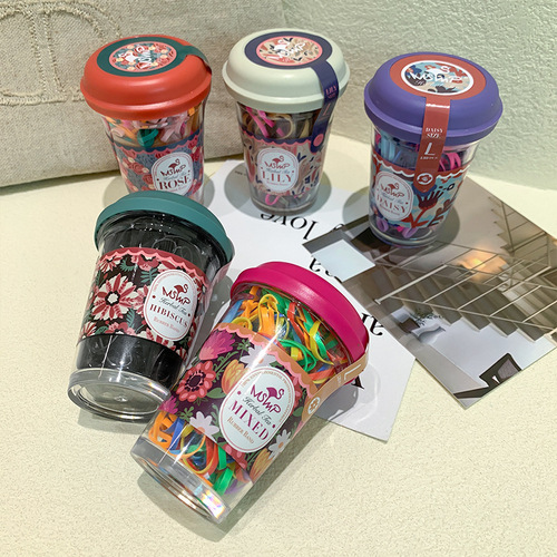 FASHION NEW KOREAN STYLE CUTE COLORFUL ELASTIC RIBBON BOTTLE PACKED ONE-TIME HAIR TIE SET WITH MINI PONYTAIL HEADBAND BABY HAIR ACCESSORY