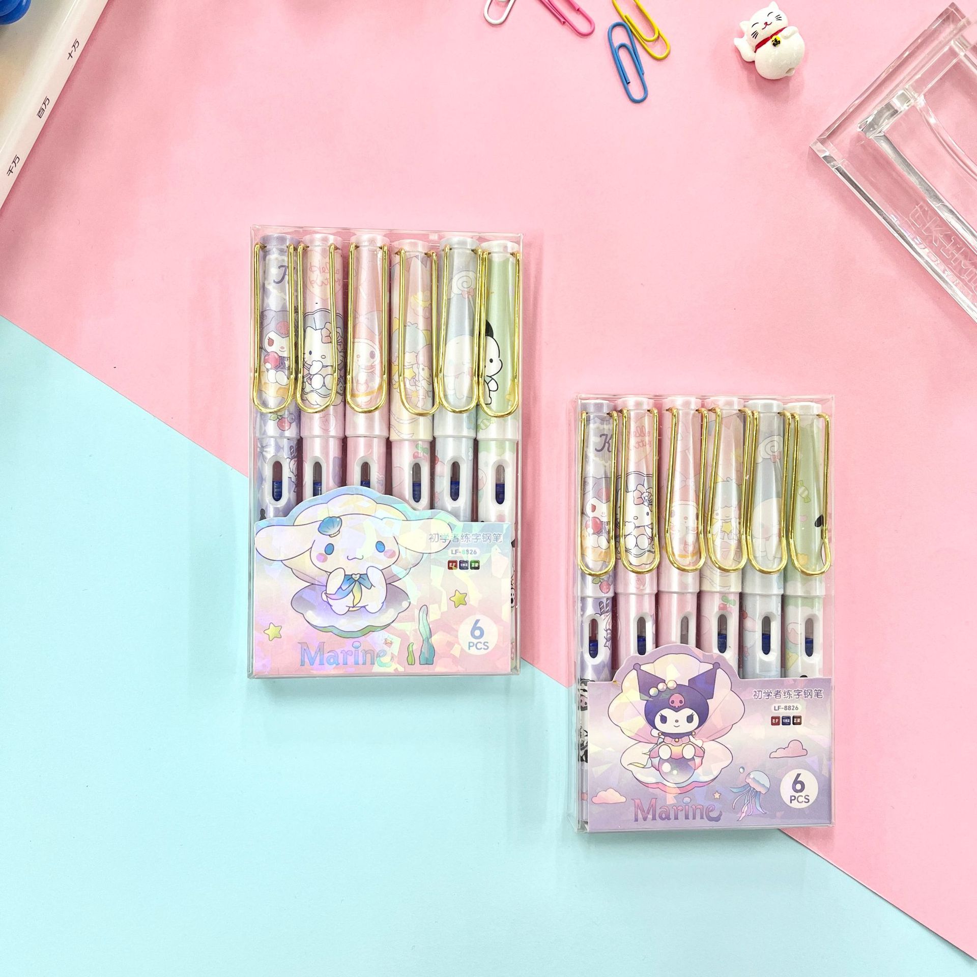 Sanrio Gel Pen Reversible Ink Cartridge Student Posture Writing Gel Pen Calligraphy Ink Cartridge Gel Pen Set High Fashion