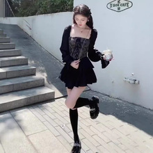 烟幕玫瑰秋季暗黑浪漫扎染不规则辣妹收腰蓬蓬裙连衣裙秋季新款