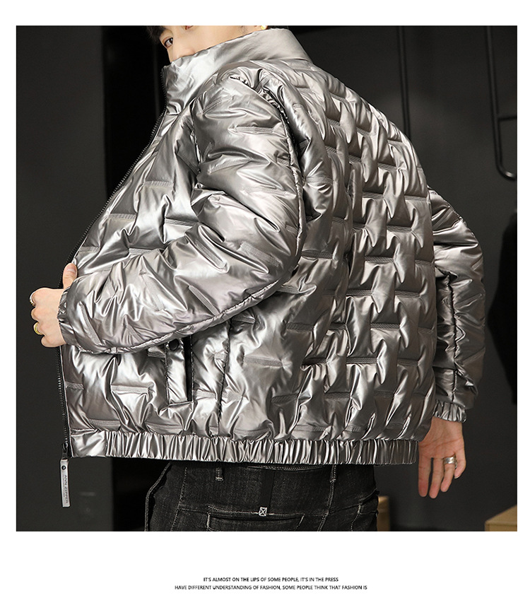 Men's Glossy Hooded Down Jacket Casual Padded Winter Coat_voghion.com
