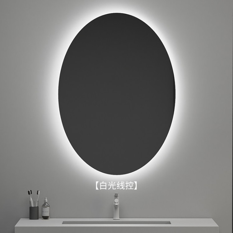 espejo inteligente elíptico de alta definición de forma especial espejo de maquillaje colgado en la pared con iluminación LED pantalla táctil anti-nebble espejo de baño