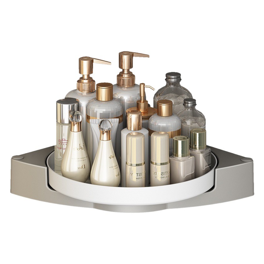 Baño giratorio triángulo estante de almacenamiento montado en la pared baño inodoro Punch-free pared esquina Gel de ducha estante de almacenamiento