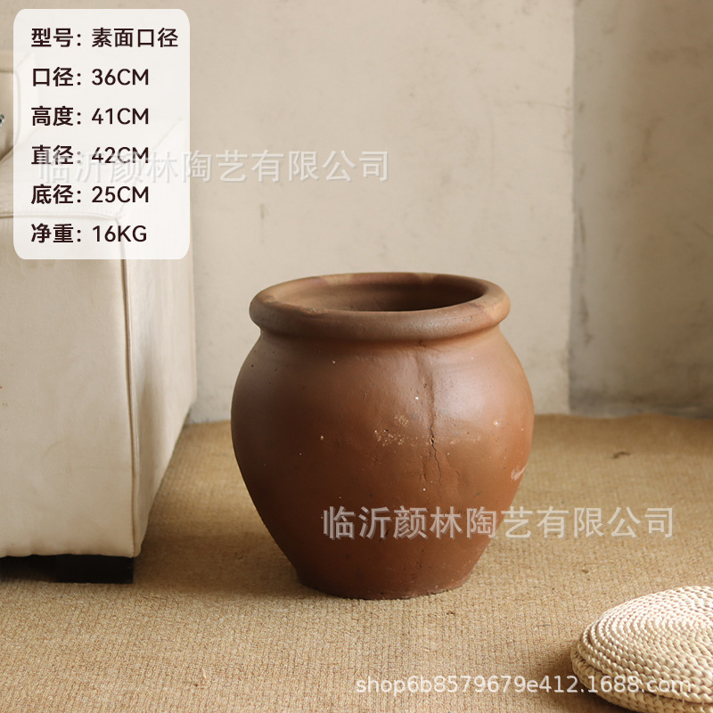 Gran barriga altar de cerámica, cerámica retro de tierra, cerámica gruesa hecha a mano, gran jarro, adornos residenciales, cerámica de viento silencioso.