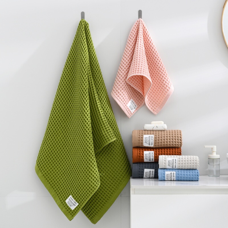 Waffle factory cotton towel bath towel Japanese simple soft and comfortable absorbent exporter super hotel B & B