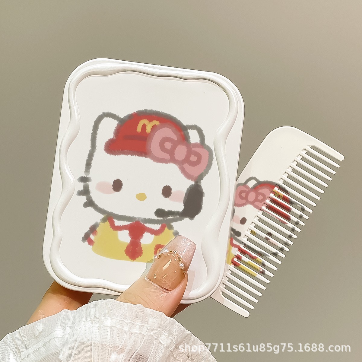 화장거울 + 같은 스타일의 빗 [마이마이 헬로키티]