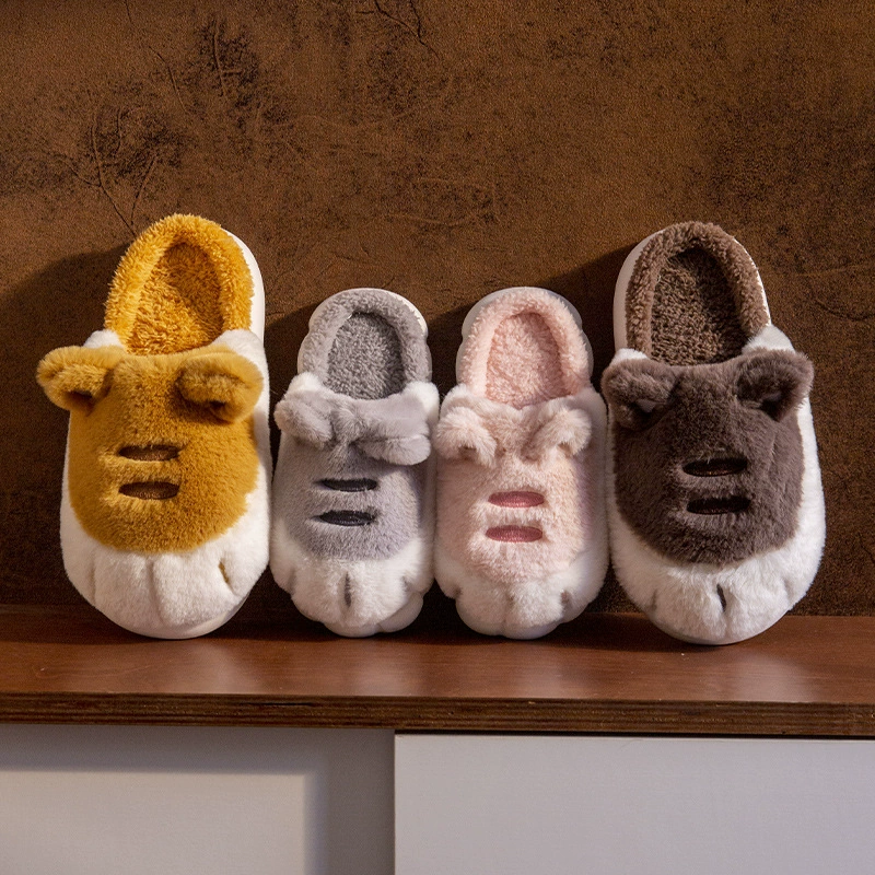 Мультфильм родитель-ребенок хлопчатобумажные тапочки для мальчиков осень-зима крытый дом 2024 новый плюшевый милый тигровый коготь хлопчатобумажный буксир