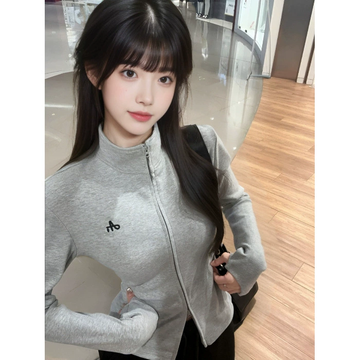 Fitted thin long-sleeve with zipper, 350 gram