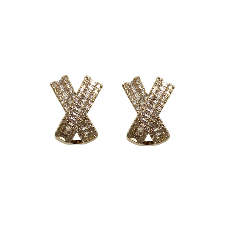 Fashion Letter X Earrings Copper Zircon Earrings Wholesale display picture 1