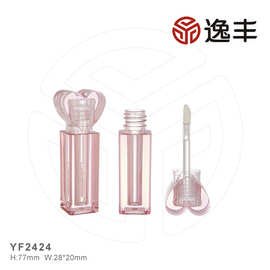 爆款韩风方形可爱爱心顶盖厚壁唇彩空管唇釉管唇蜜管彩妆包材厂家