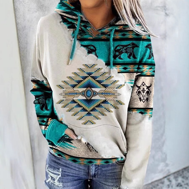 25European and American Cross-Border Amazon 3D Digital Printing Craft Ladies Western Style Hooded Sweatshirt Factory Direct Sale 25European and American Cross-Border Amazon 3D Digital Printing Craft Ladies Western Style Hooded Sweatshirt Factory Direct Sale