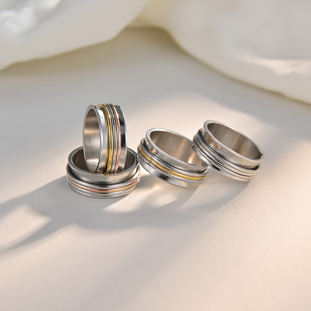 Polishing Design Simple Style Style Simple Style Geometric Titanium Steel Rings Polishing Stainless Steel Rings