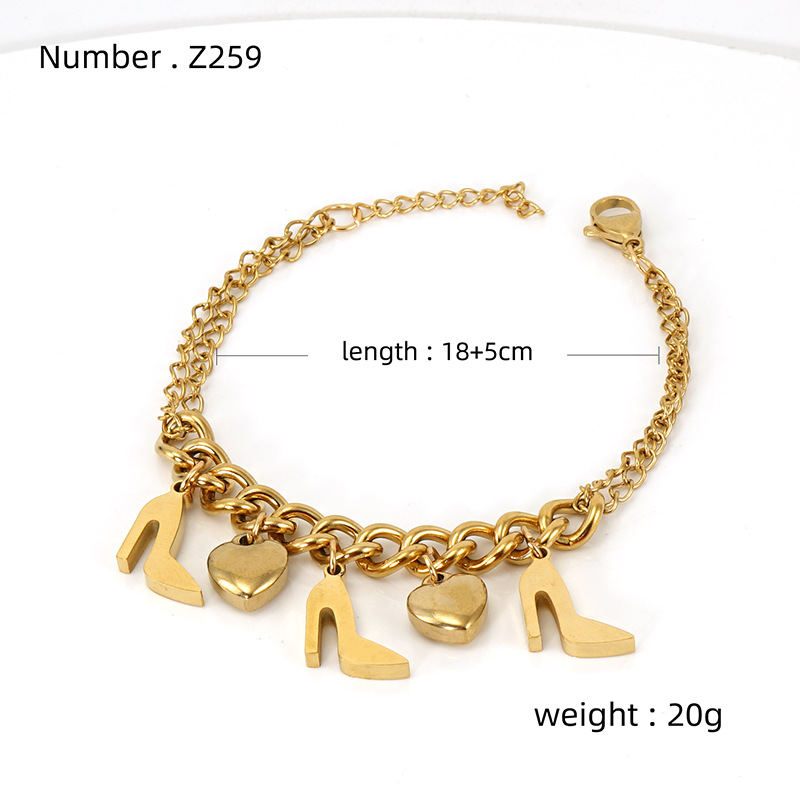 23g Weight PVD Coated Gold Plating Process 18k gold plating Plating Material 304 Stainless Steel Pendant Material Bracelets Classification Simple Style Letter Titanium Steel Bracelets Plating Stainless Steel Bracelets