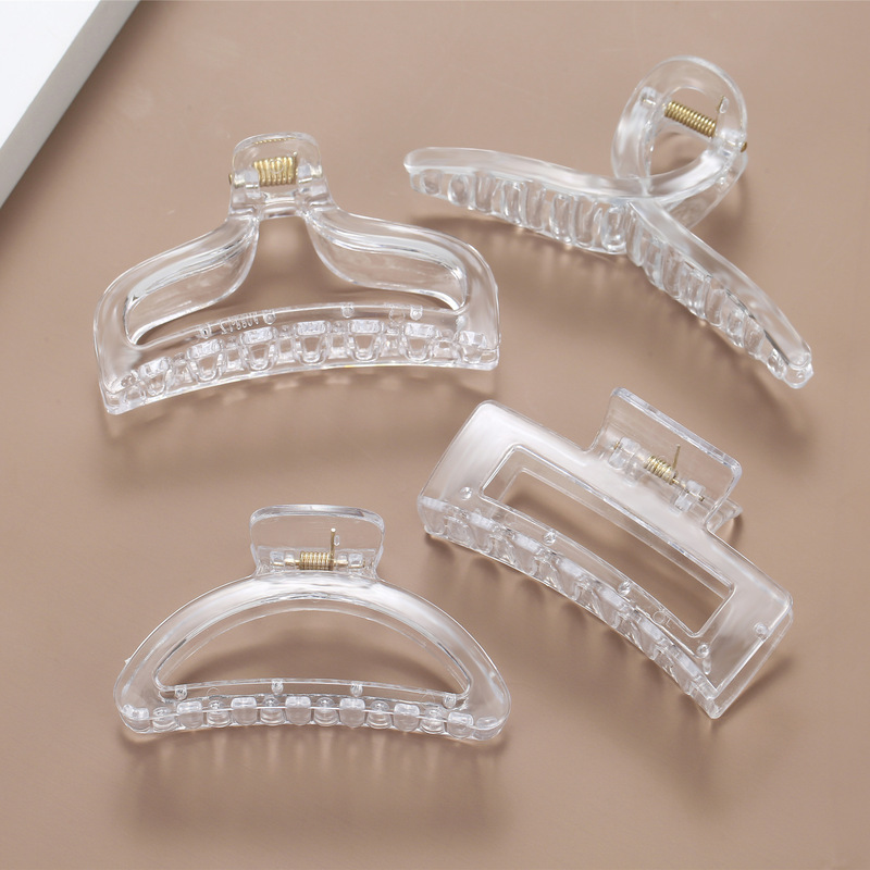 大きいサイズの透明なつかみのシンプルな女性の四角形のサメのヘアピンのdiyクリームゴムの部品の材料は卸売りを包みます。|undefined