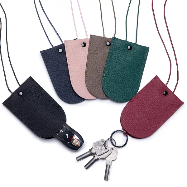 New Necklace Key Case Keychain Key Storage Personalized All-match Leather Hanging Accessories Withdrawable Key Case for Women