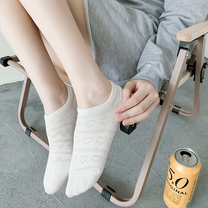 Medias de barco de patrón oscuro, medias invisibles de verano, delgadas y transpirables, medias de color sólido, medias de mujer multifacé, medias de mujer, medias al por mayor.