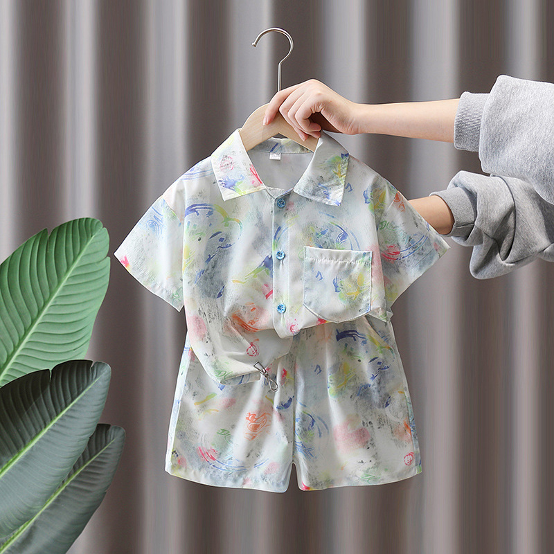 7288 Traje de verano para niños 2025 Nuevo vestido de verano fresco y atractivo para niños Vestido delgado de manga corta Camisa floral de dos piezas