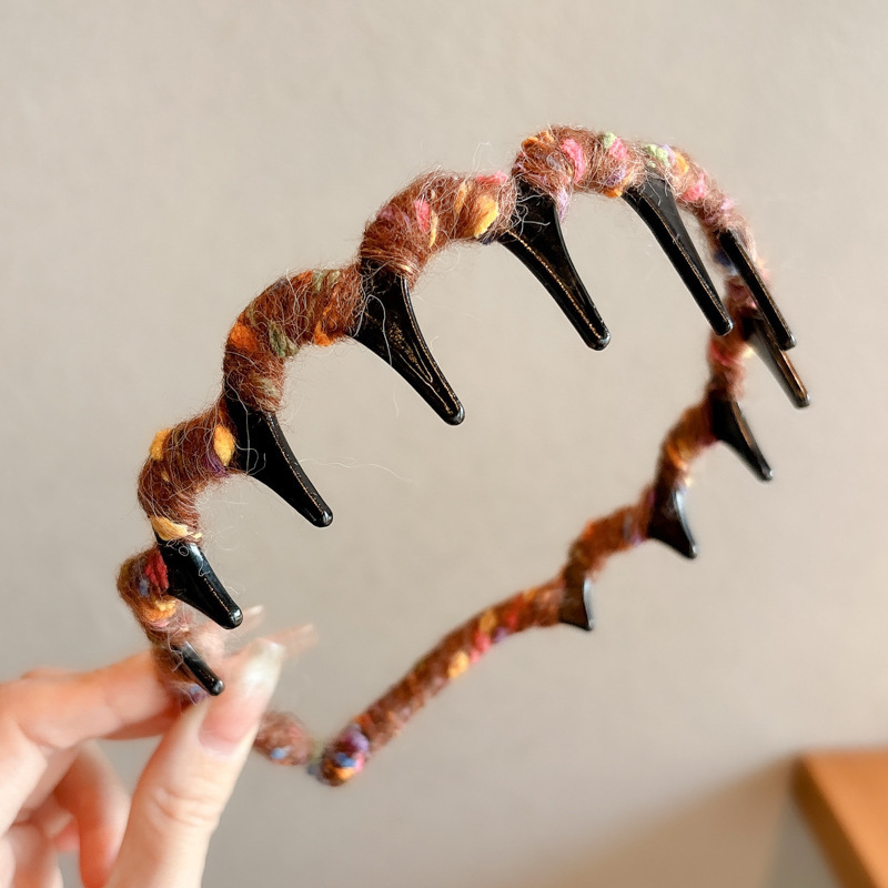 Alto grado de sensación de leopardo ondulado cabello de invierno de peluche lavado de cara prensado cabello de cabeza de cabeza de cabeza de artefacto alto cráneo craneal joyería de cabello