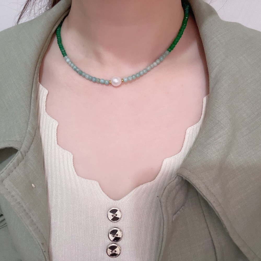 25g Weight Beads Pendant Material Necklace Classification Titanium Steel Chain Material 1 Piece Quantity Holiday, Daily Occasion Beaded, natural stone, Titanium Steel Material Geometric Pattern Women's Gender Beaded Design Simple Style Style Simple Style Geometric Beaded Natural Stone Titanium Steel Necklace In Bulk 51