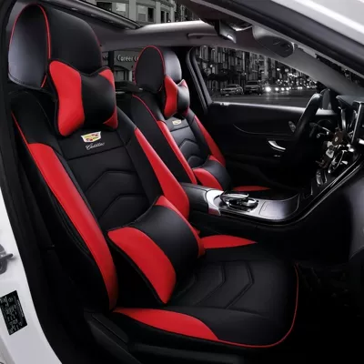 Modelə uyğun (Original) oturacaq örtükləri — All-Inclusive Seat Cover - dynamic-black-and-red-luxury-versionwith-2-cloud-silk-cotton-headrests-2-cloud-silk-cotton-lumbar-supports-five-seats-nappa-leather-full-surround-in-front-and-rear-rows
