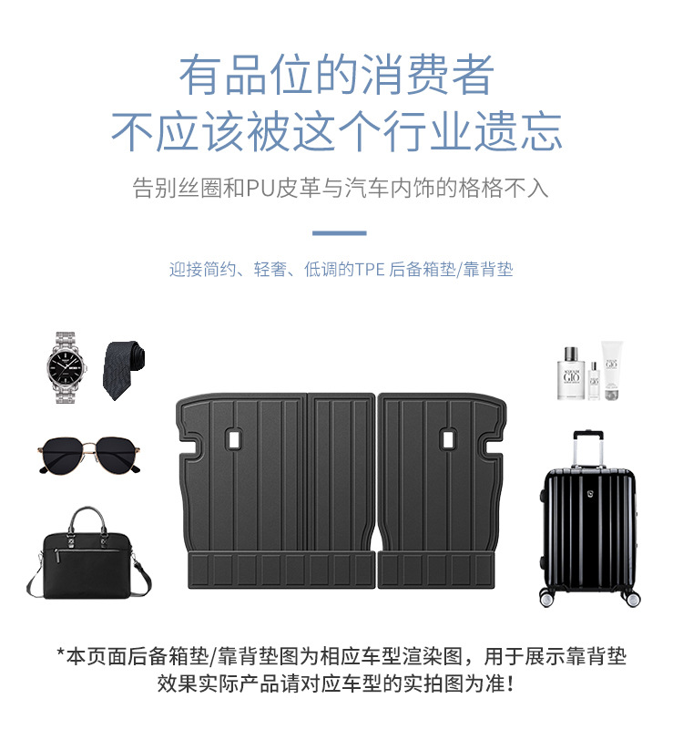 Suitable for Wenjie M7 Trunk Mat, Rear Trunk Seat Back Cushion, Tpe Buckle Split Protective Pad, Interior