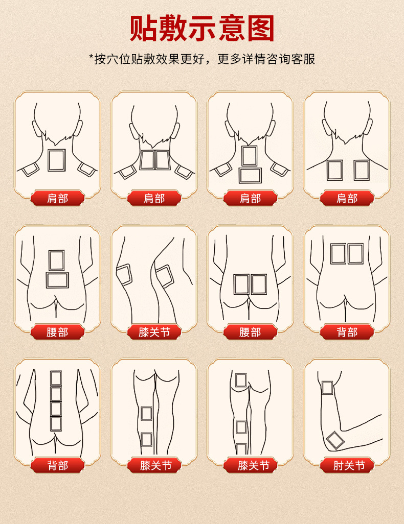 Herbal Joint and Muscle Patch Self-Heating Warming Plaster for Neck Shoulder Back Knees 13x16cm Skin Tone Nonwoven Backing in use