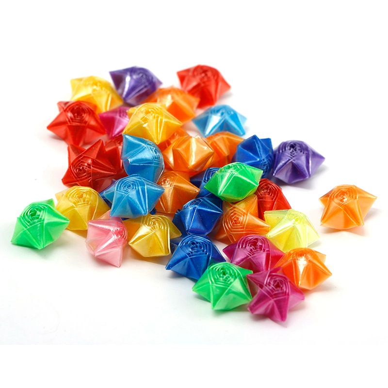 Fábrica recta al por mayor estrellas plegables noceluzentes botellas de deseos origami paja estrella de la suerte estrella de plástico plegable