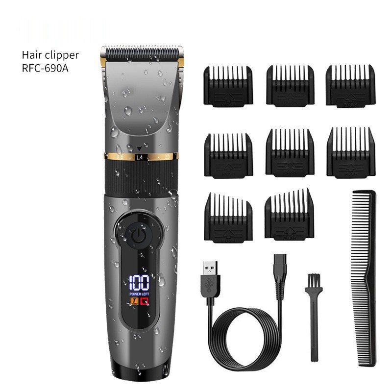 Amazon nuevo cortapelos eléctrico cortador de pelo de cerámica cabeza lavado afeitado Clipper pantalla LCD corte de pelo eléctrico Clipper