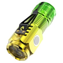 跨境迷你强光塑料三眼充电多功能带笔夹手电筒超亮长续航远射便携